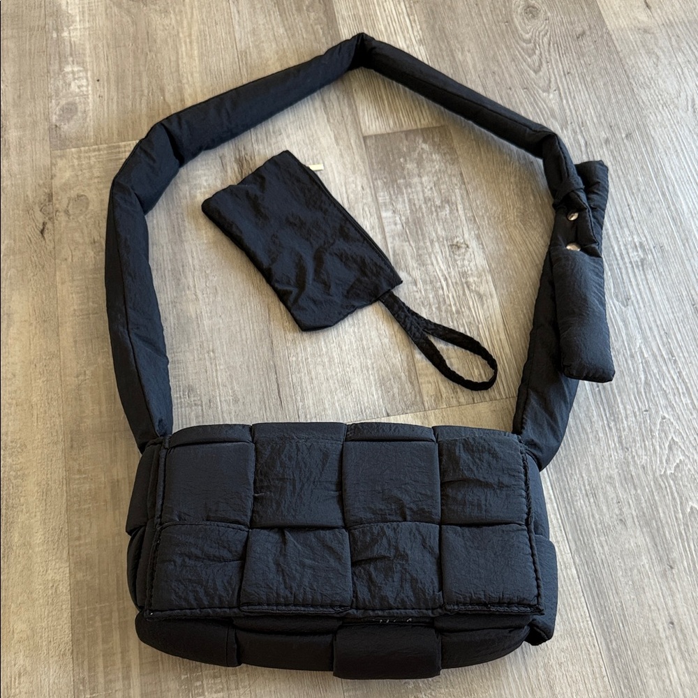 Padded weave crossbody bag
